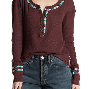 NWT Free People embellished cuff shirt, medium